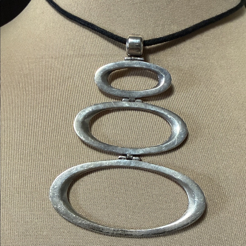 Sterling Silver Triple Oval Pendant Necklace